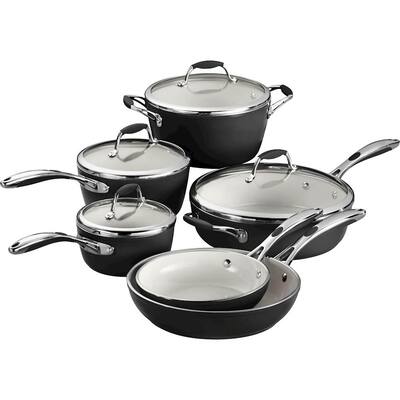 Tramontina - Gourmet Ceramica Deluxe 10-Piece Cookware Set - Metallic Black