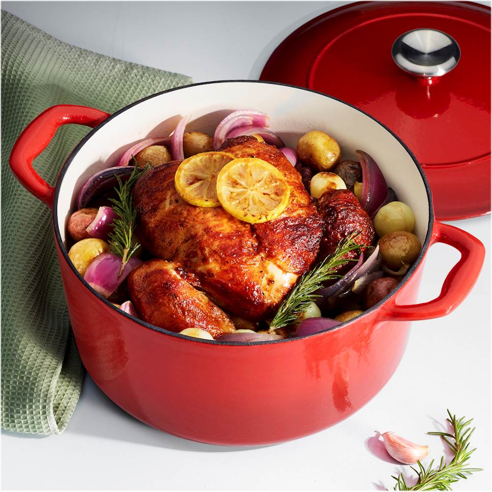 Tramontina Covered Skillet Enameled Cast Iron 10-Inch, Gradated Red,  80131/057DS