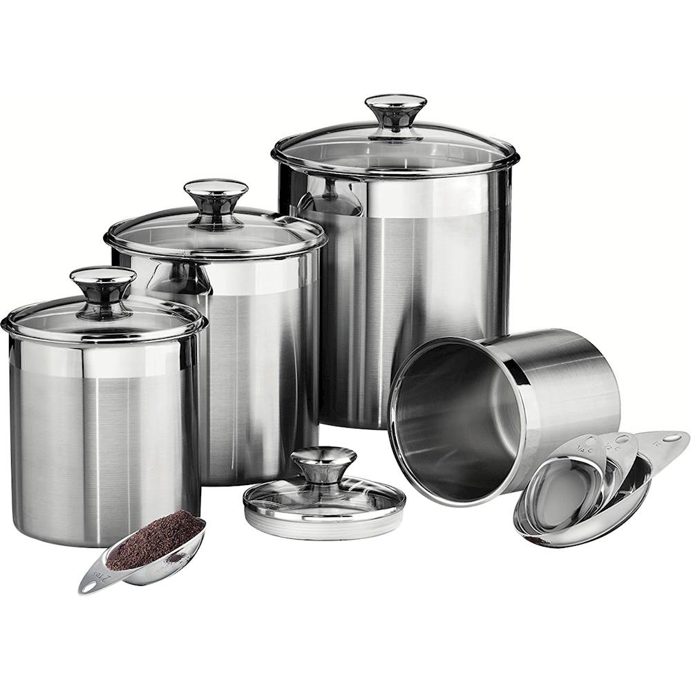 Angle View: Tramontina - Gourmet 8-Piece Canister & Scoops Set - Fine Satin