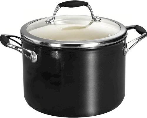 UPC 016017079960 product image for Tramontina - Gourmet Ceramica Deluxe 6-Quart Covered Stock Pot - Metallic Black | upcitemdb.com