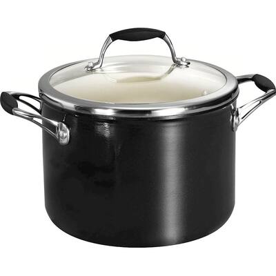 Tramontina - Gourmet Ceramica Deluxe 6-Quart Covered Stock Pot - Metallic Black