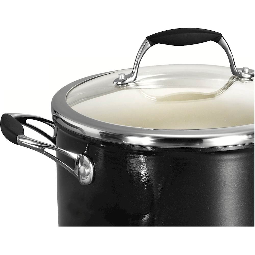 Tramontina - Gourmet Ceramica Deluxe 6-Quart Covered Stock Pot - Metallic Black