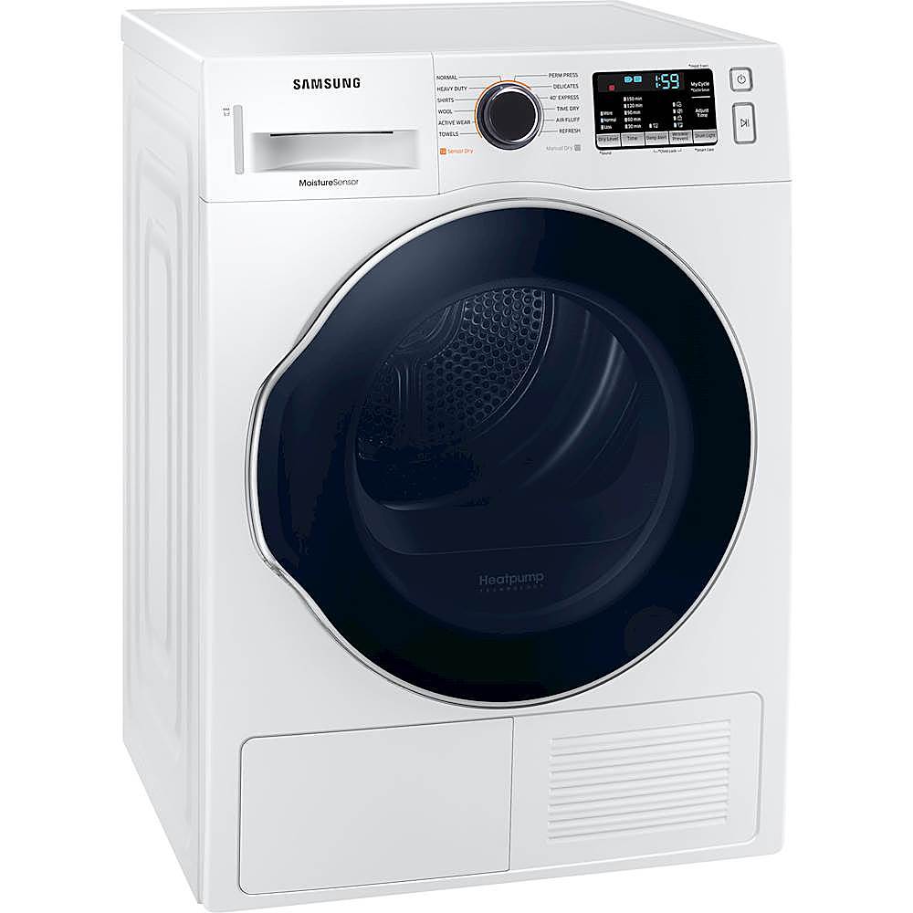 Angle View: Samsung - 4.0 Cu. Ft. Stackable Ventless Heat Pump Electric Dryer - White