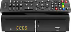 Front. Aluratek - Digital TV Converter Box with Digital Video Recorder - Black.