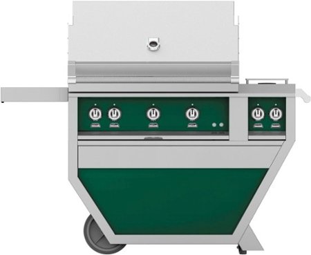 Hestan - 36'' Gas Grill, (3) Trellis, Rotisserie, Deluxe Cart with Double Side Burner - Green