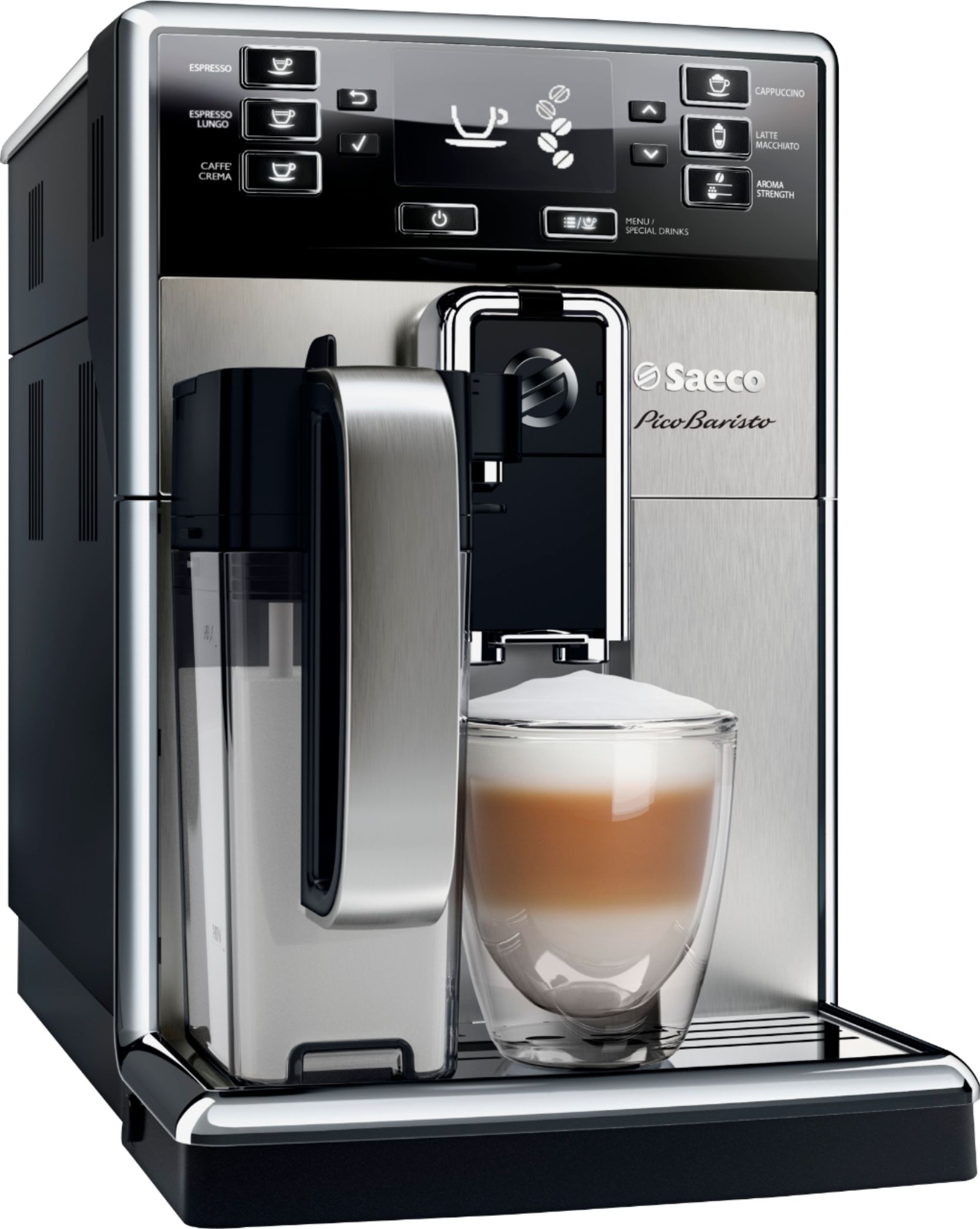 Normaal rijm Weekendtas Saeco PicoBaristo Milk Carafe Super Automatic Espresso Machine, Stainless  Steel Black/Silver HD8927/47 - Best Buy