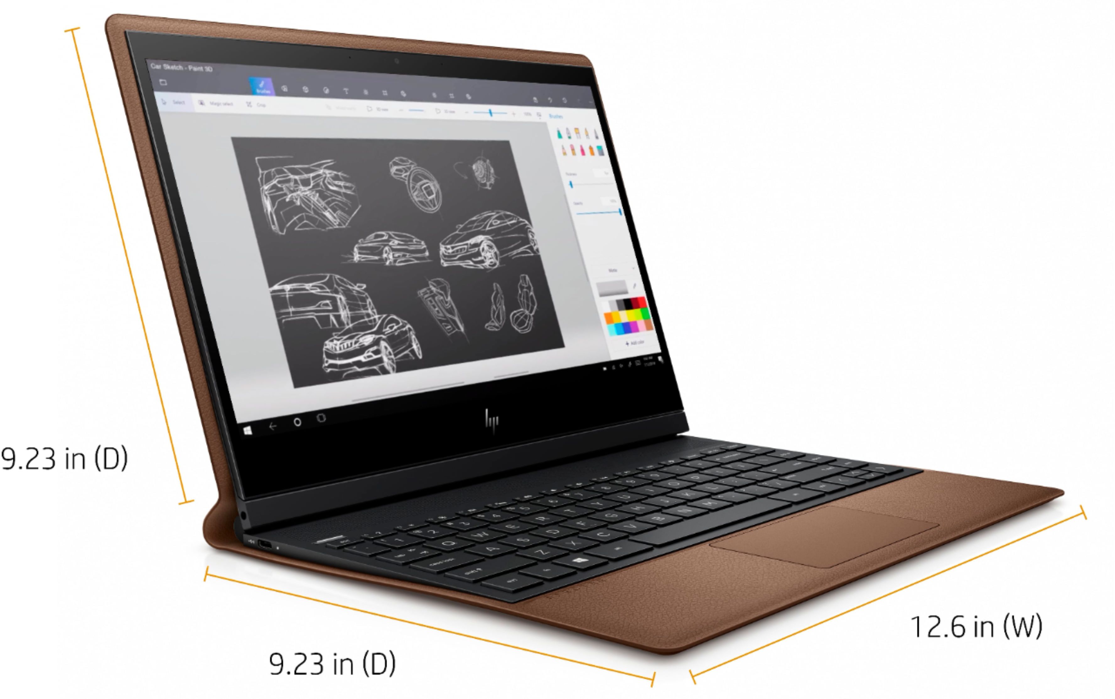 Left View: HP - Spectre Folio Leather 2-in-1 13.3" Touch-Screen Laptop - Intel Core i7 - 8GB Memory - 256GB Solid State Drive - Cognac Brown