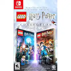 Nintendo Switch. Remastered for Nintendo Switch. Lego Harry Potter Collection. Lego Harry Potter Years 5-7 and Lego Harry Potter Years 1-4. Lego for everyone 10+. ESRB 2. Classic games on 1 cartridge. WB Games.