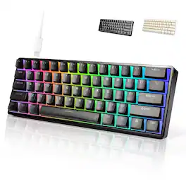 Cozy Serene - 60 Wired Rgb Gaming Mechanical 61 Keys Compact Red With Pro Driver Support Black 61-Key Black Mechanical Keyboard - Default