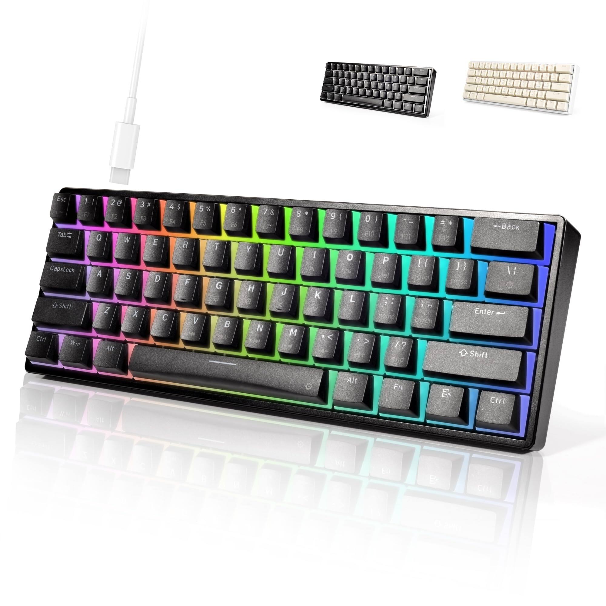 Cozy Serene - 60 Wired Rgb Gaming Mechanical 61 Keys Compact Red With Pro Driver Support Black 61-Key Black Mechanical Keyboard - Default