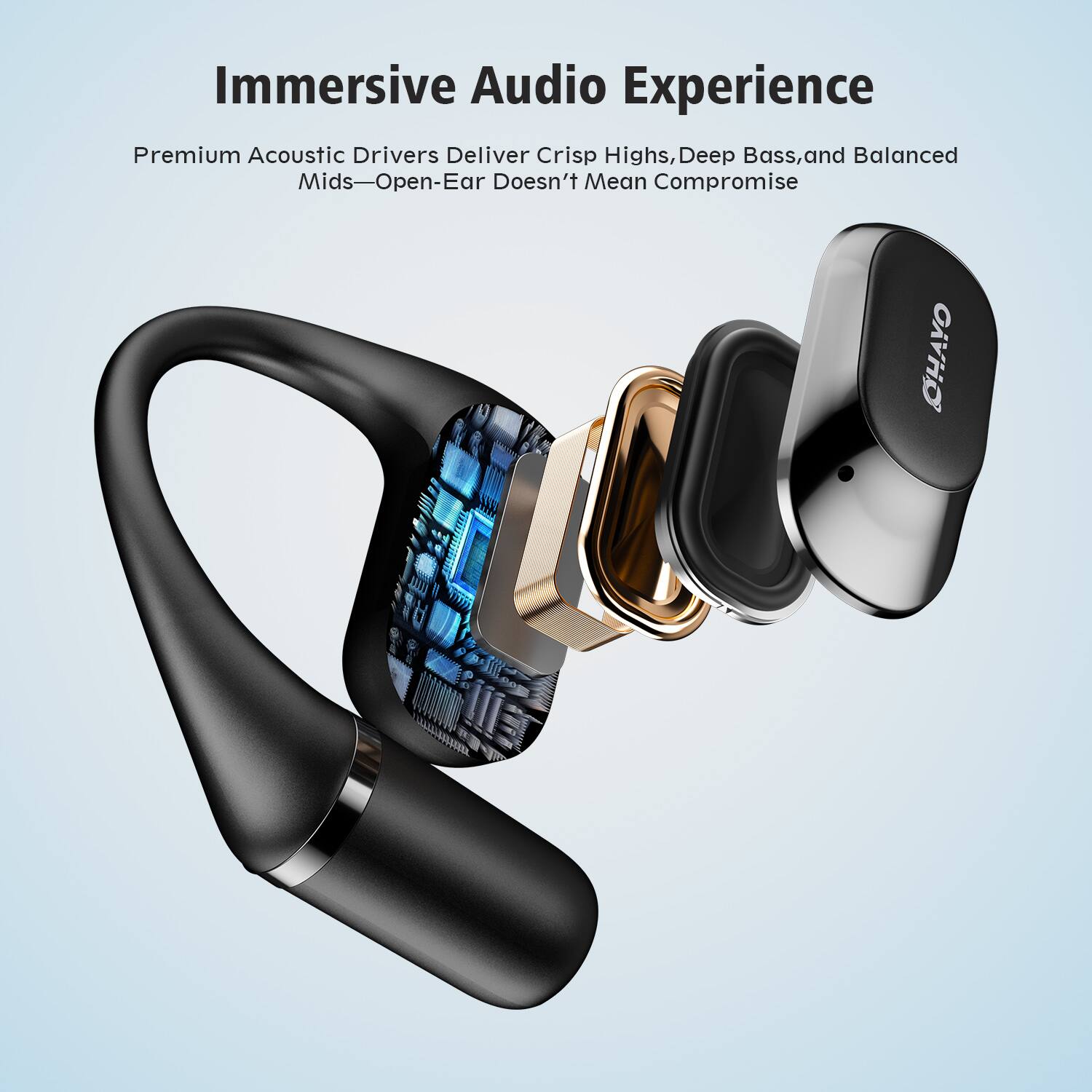 Immersive Audio Experience

Premium Acoustic Drivers Deliver Crisp Highs, Deep Bass, and Balanced Mids—Open-Ear Doesn't Mean Compromise