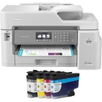 Brother - INKvestment Tank MFC-J5845DW Wireless All-in-One Inkjet Printer with Up to 1-Year of Ink In-box - White/Gray - Front_Zoom