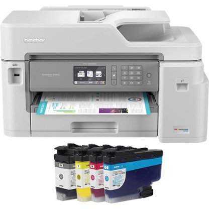 Brother - INKvestment Tank MFC-J5845DW Wireless All-in-One Inkjet Printer with Up to 1-Year of Ink In-box - White/Gray