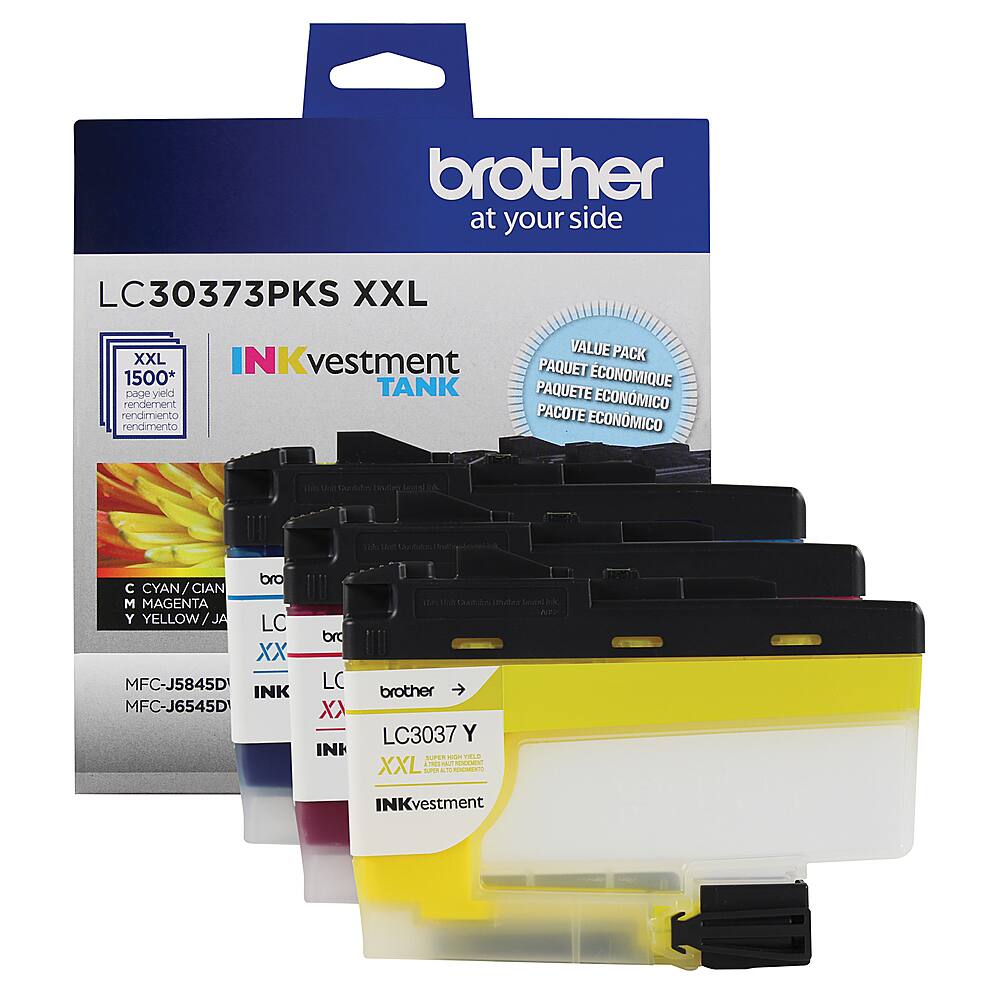 Alt View 1. Brother - LC30373PKS 3-Pack Super High-yield INKvestment Tank Ink Cartridges - Cyan/Magenta/Yellow.