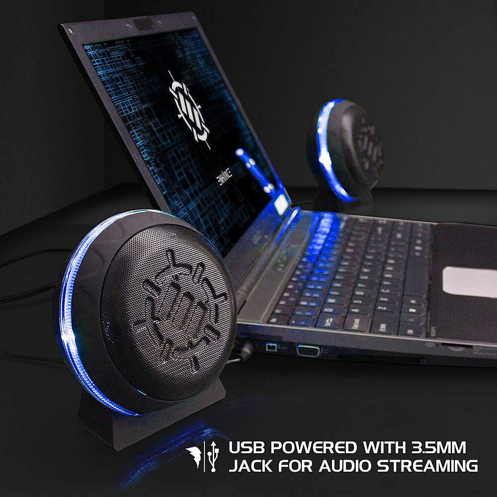 Angle View: ENHANCE - SL2 USB Gaming 2.0 Computer Speakers - Blue LED