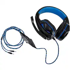 Front. ENHANCE - VOLTAIC GX-H2 Over-the-Ear Headphones - Blue/Black.