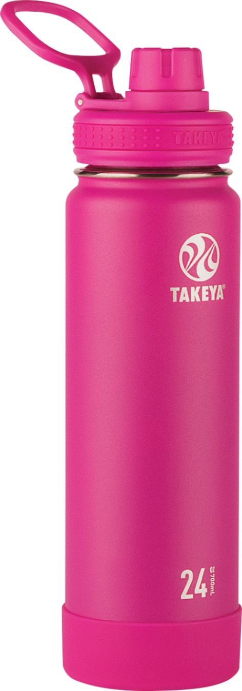 Takeya Tritan Plastic Straw Lid Water Bottle, Lightweight, Dishwasher safe,  14 oz, Fuchsia 