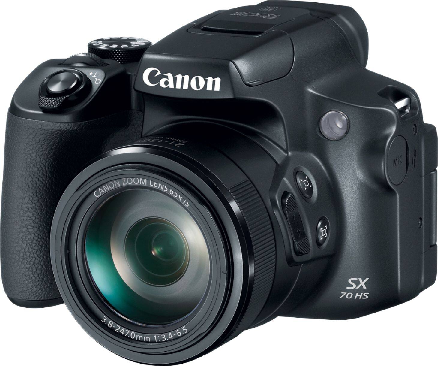 Left. Canon - PowerShot SX70 HS 20.3-Megapixel Digital Camera - Black.