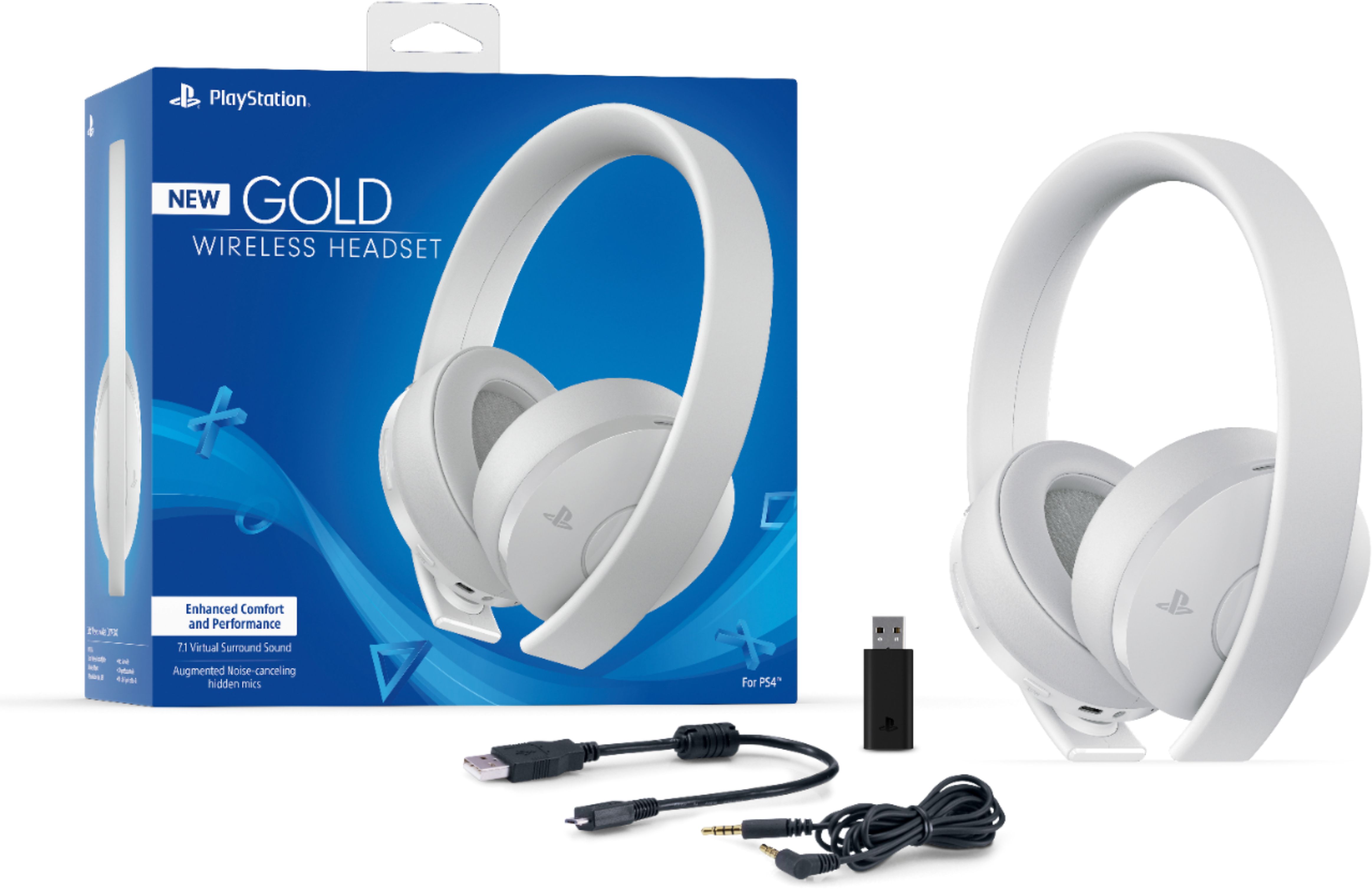 Best Buy: Sony Gold Wireless Stereo Headset for 4, PlayStation VR, Mobile Devices and Select PCs White 3003339