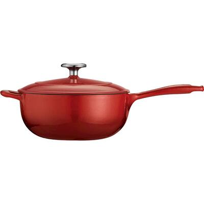 Tramontina - Gourmet Enameled Cast Iron 3-Quart Covered Saucier - Gradated Red