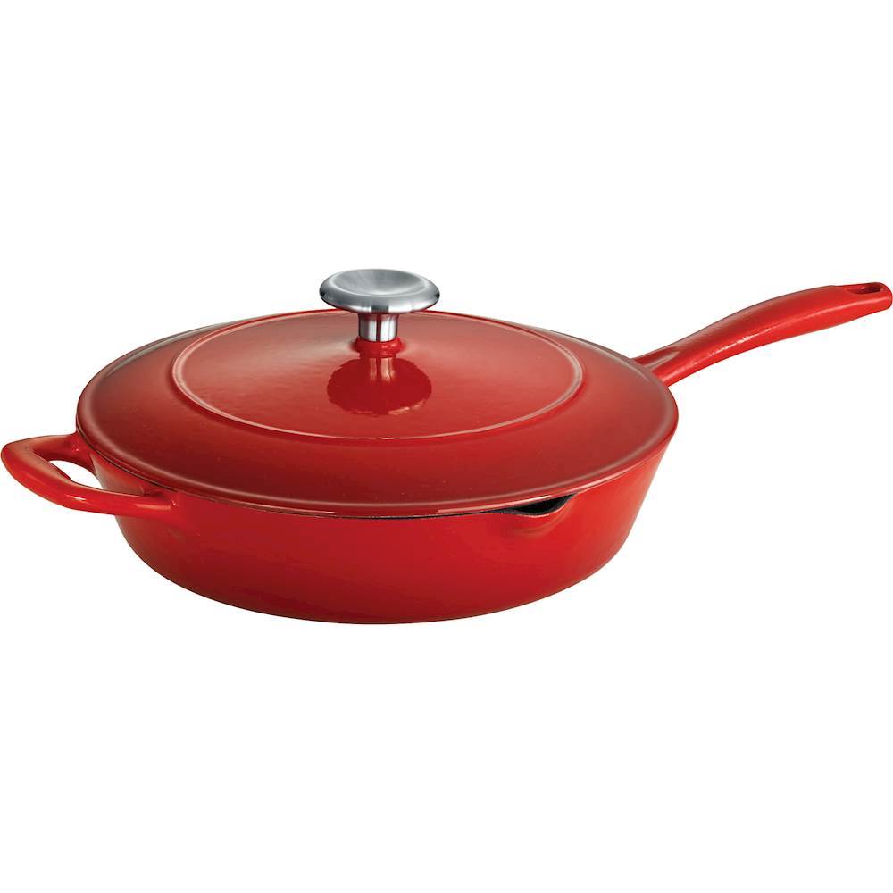 Angle View: Tramontina - Gourmet Enameled Cast Iron 10" Skillet - Gradated Red