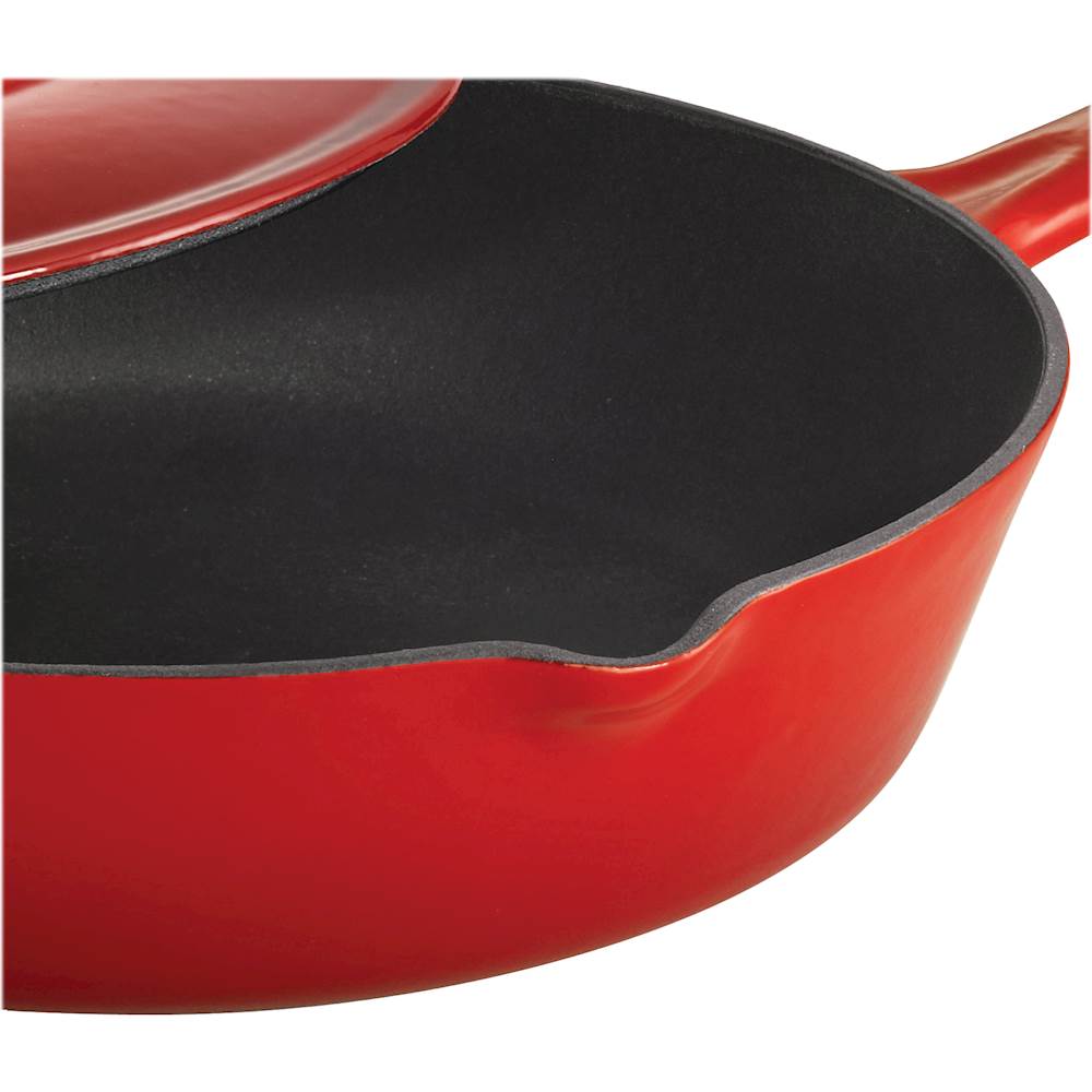 Enameled Cast Iron 10-Inch Round Skillet in Red