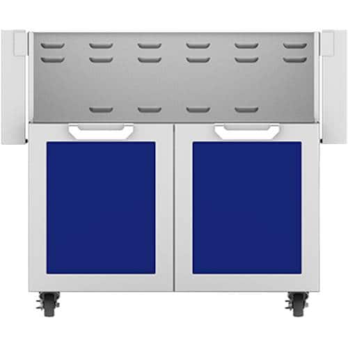 Angle. Hestan - Double-Door Tower Cart for 36" Gas Grills - Blue.