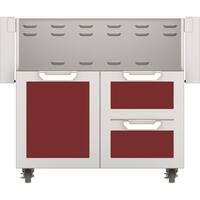 Hestan - 36" Double Drawer and Door Tower Cart - Burgundy - Front_Zoom