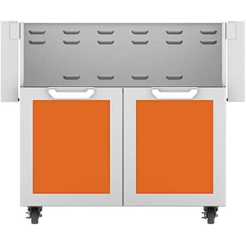 Angle. Hestan - Double-Door Tower Cart for 36" Gas Grills - Orange.