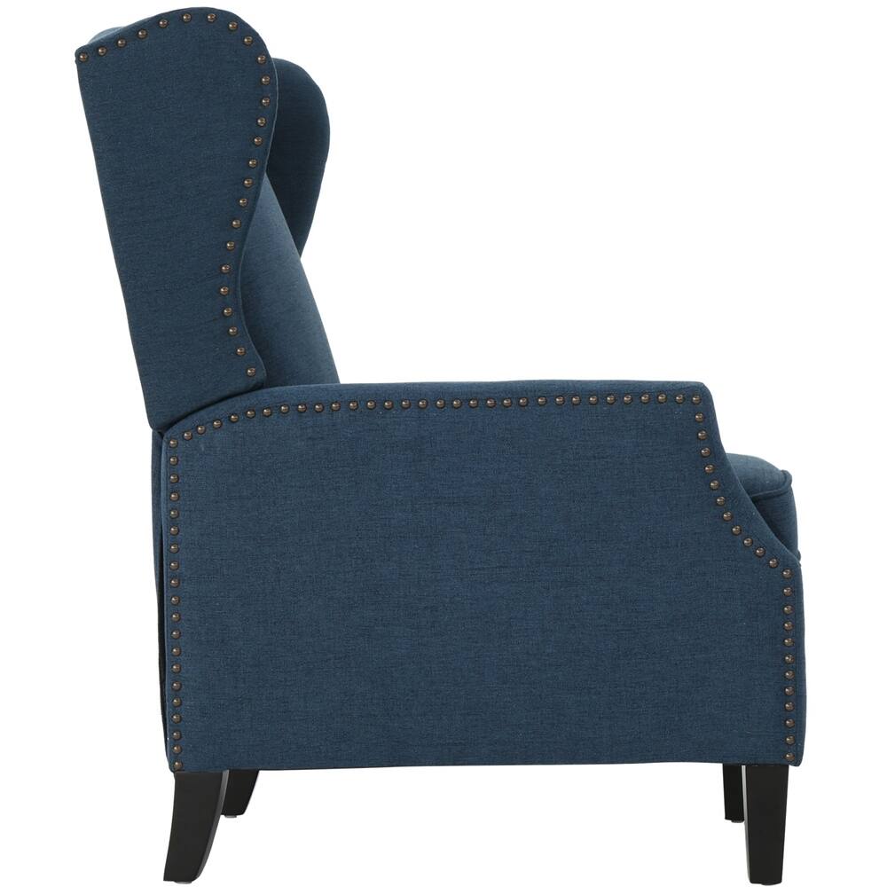 Left View: Noble House - Muncie Recliner - Navy Blue