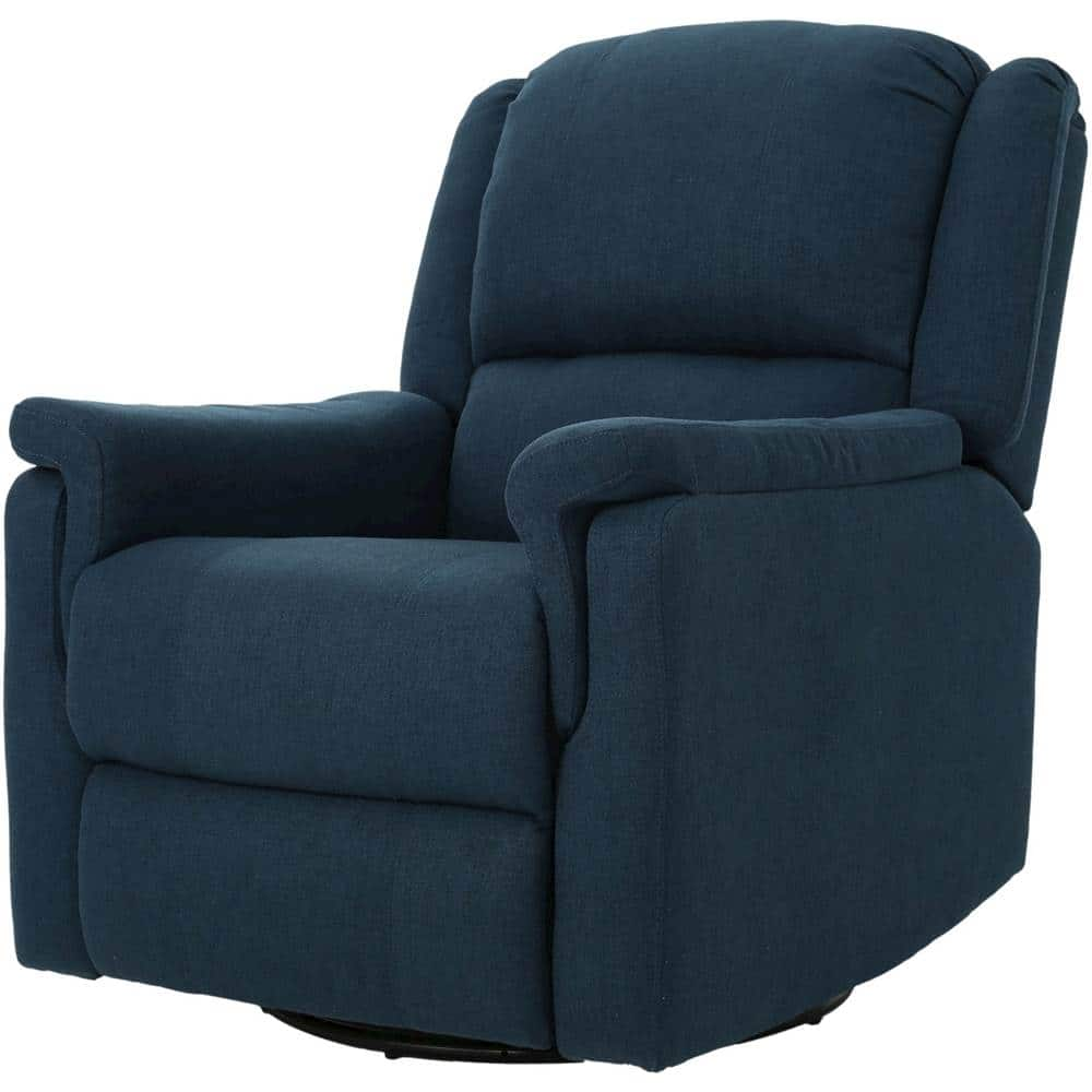 Left View: Noble House - Potosi Swivel Recliner - Navy Blue