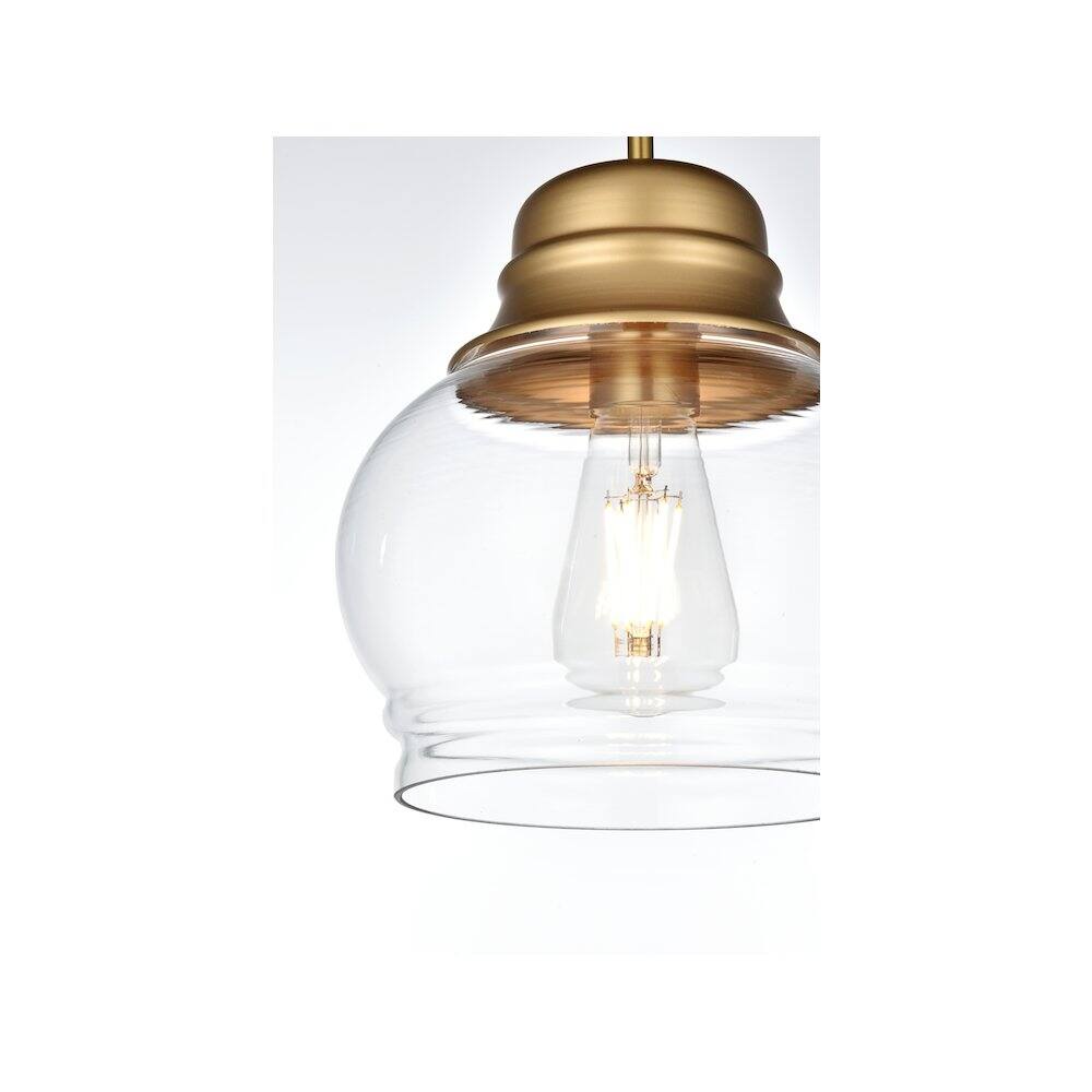 Alt View 4. Living District - Kenna 8 Inch Pendant Clear Shade in Satin Gold - Satin Gold And Clear.