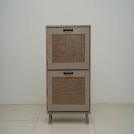 Loheer - 2-Tier Shoe Rack for Entryway, Shoe Storage Organizer, Holds 12 Pairs - Antique Grey