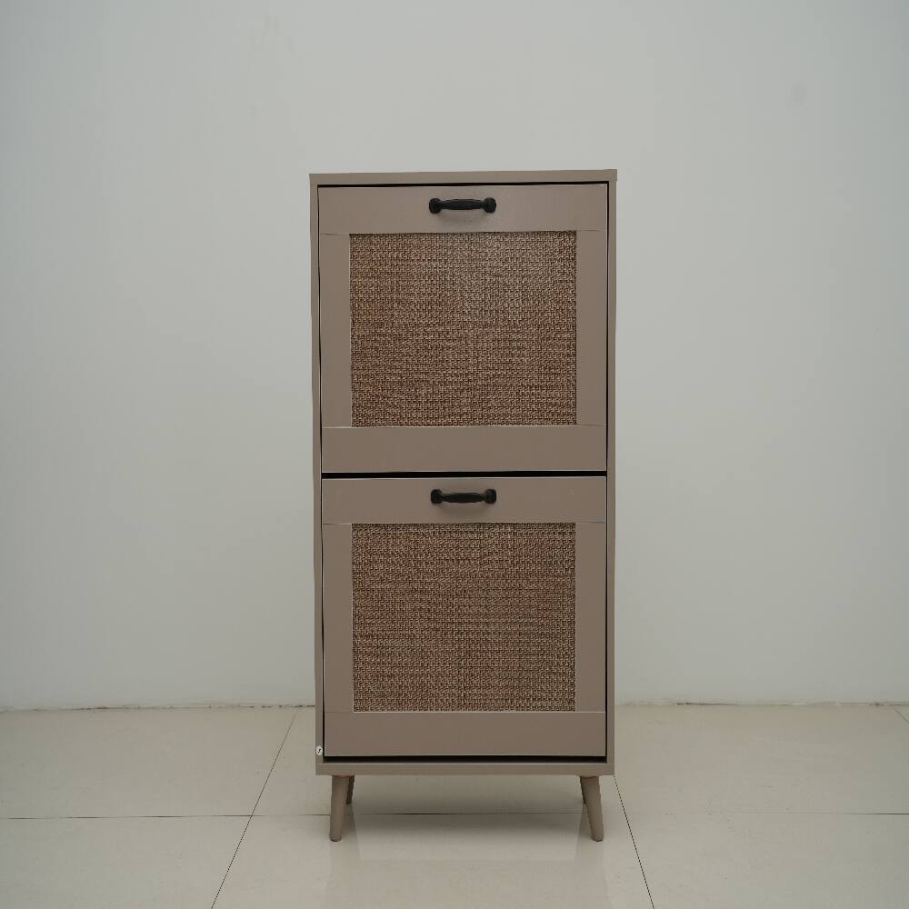 Front. Loheer - Loheer 2-Tier Shoe Rack for Entryway, Antique Grey Shoe Storage Organizer, Holds 12 Pairs - Antique Grey.