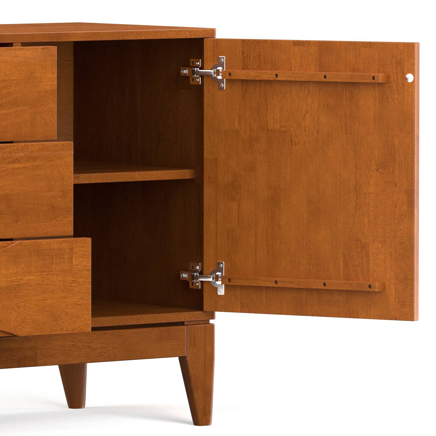 Alt View 7. Simpli Home - Harper 60 inch Wide Solid Hardwood Mid-Century Sideboard Buffet in Teak Brown - Teak Brown.