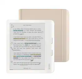 Kobo - Libra Colour eReader (White) with Bundle - 2024 - Sand Beige Notebook SleepCover