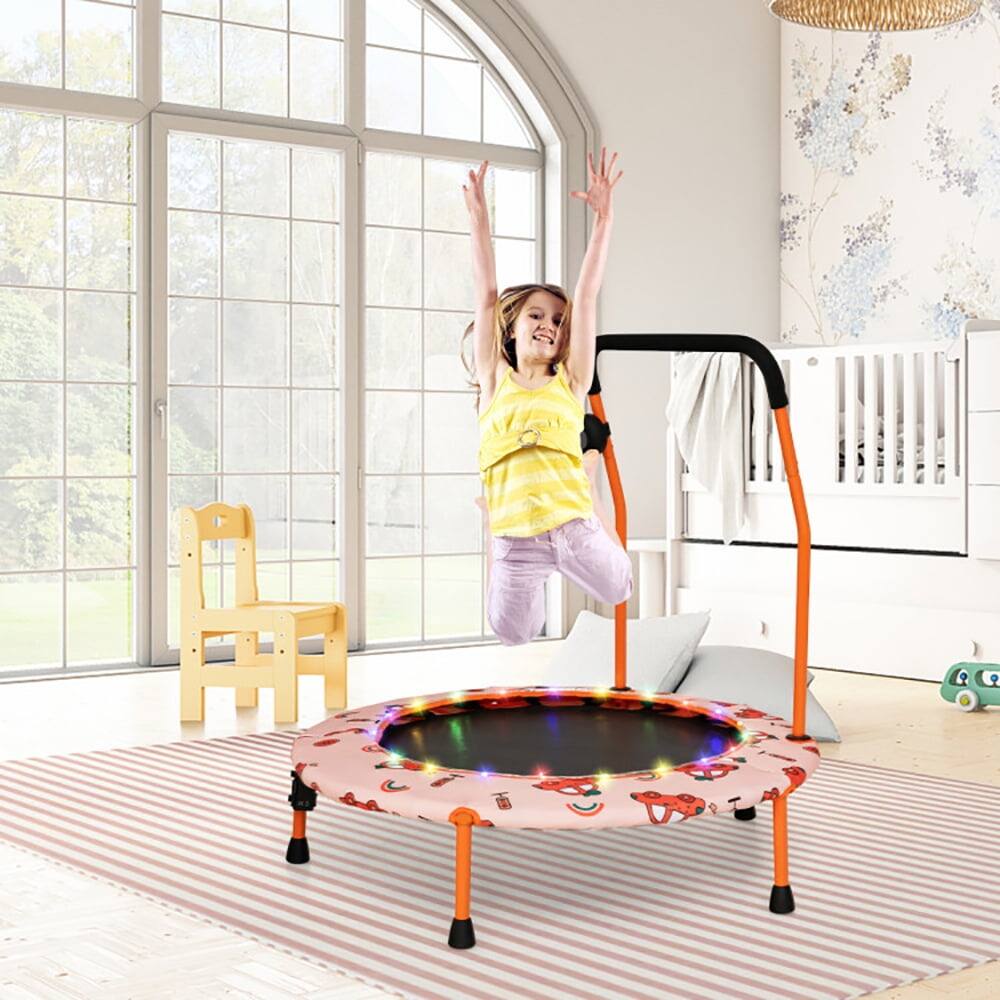 Left. Kadyn - Kids Trampoline, Outdoor Jumper,36 Inch Mini Trampoline with Colorful LED Lights and Bluetooth Speaker-Multicolor.