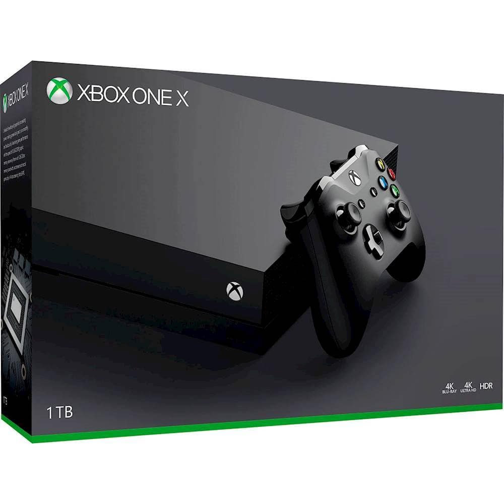 Front. Microsoft - Geek Squad Certified Refurbished Xbox One X 1TB Console with 4K Ultra Blu-ray.