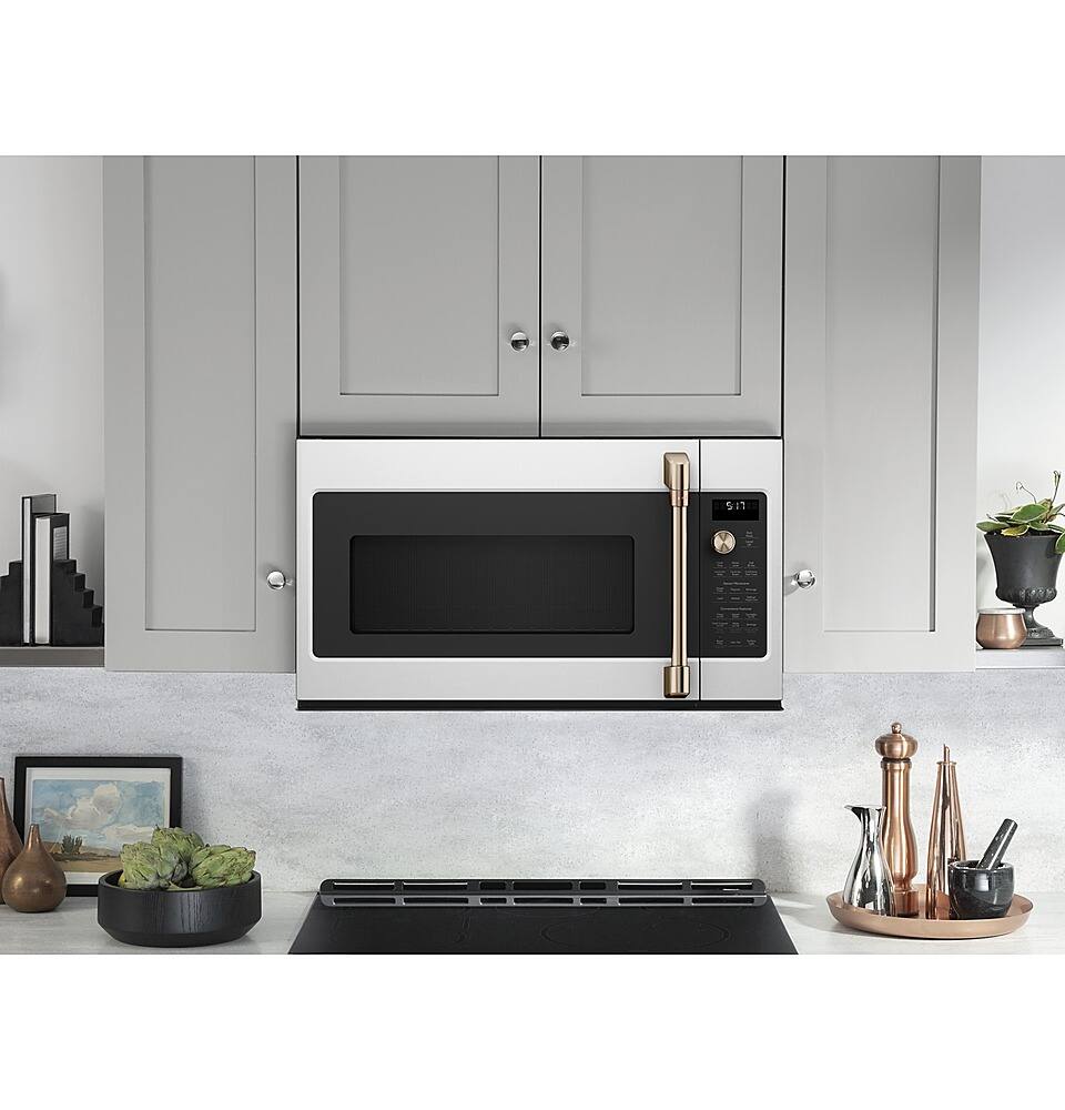 Angle. Café - 1.7 Cu. Ft. Convection Over-the-Range Microwave with Sensor Cooking - Matte White.