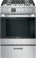 Haier - 24 in. Wide 4 Burners 2.9 Cu. Ft. Slide-In Gas Convection Range - Stainless Steel