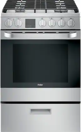 Haier - 2.9 Cu. Ft. Slide-In Gas Convection Range - Stainless Steel