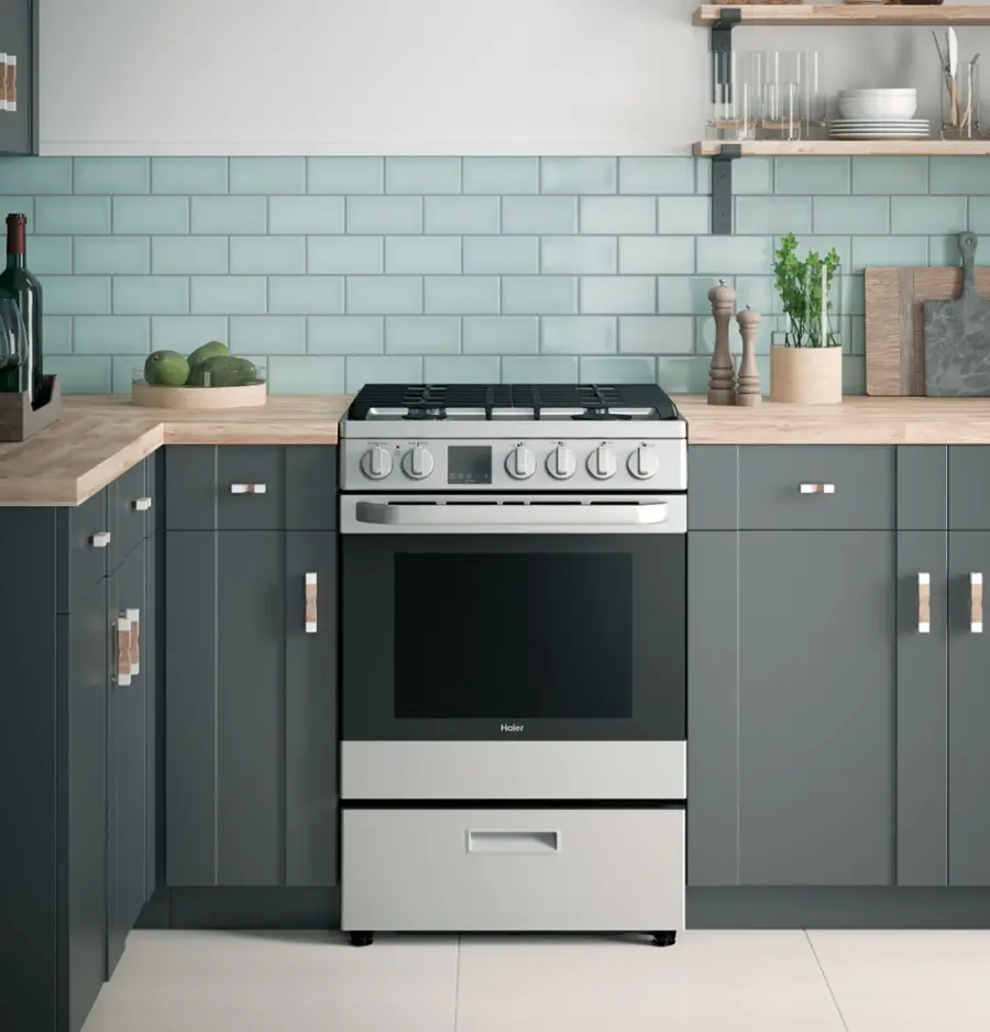 Alt View 21. Haier - 2.9 Cu. Ft. Slide-In Gas Convection Range - Stainless Steel.