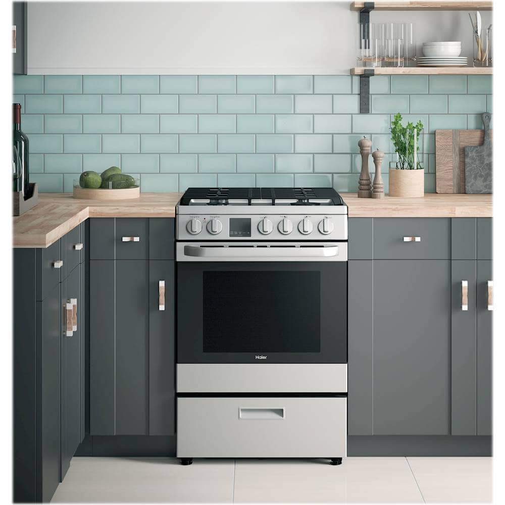 Alt View 15. Haier - 2.9 Cu. Ft. Slide-In Gas Convection Range - Stainless Steel.