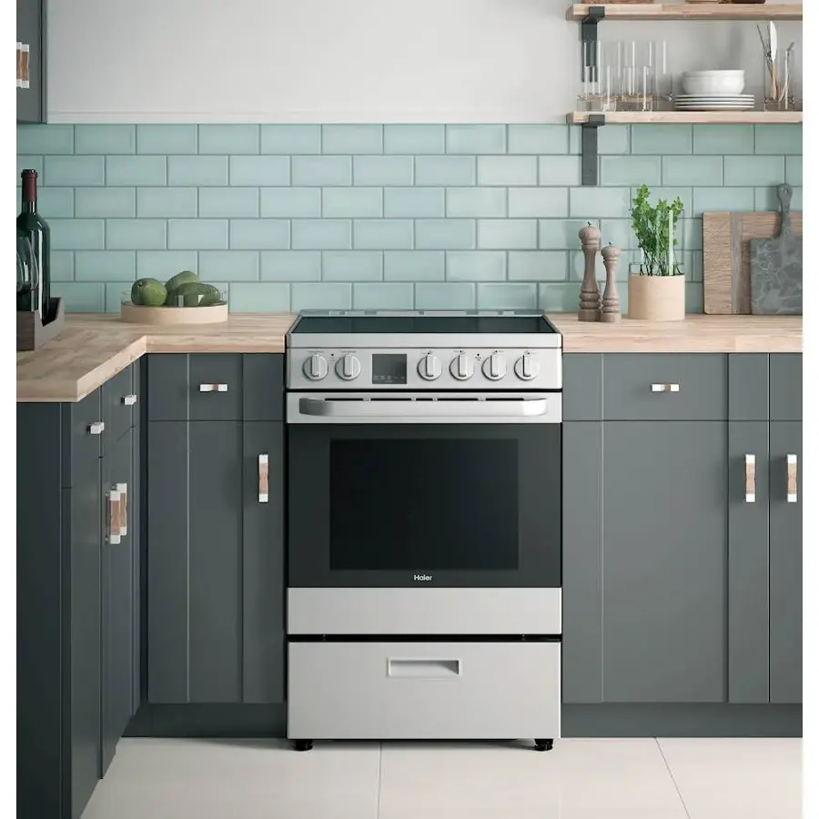 Alt View 16. Haier - 2.9 Cu. Ft. Freestanding Electric Convection Range - Stainless Steel.