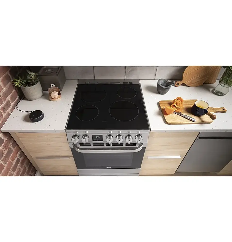 Alt View 21. Haier - 2.9 Cu. Ft. Freestanding Electric Convection Range - Stainless Steel.