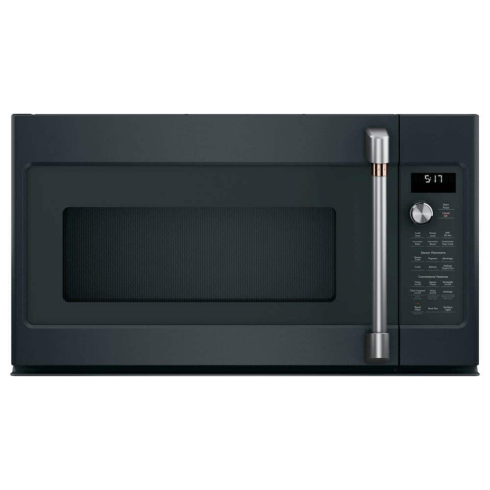 Front. Café - 1.7 Cu. Ft. Convection Over-the-Range Microwave with Sensor Cooking - Matte Black.