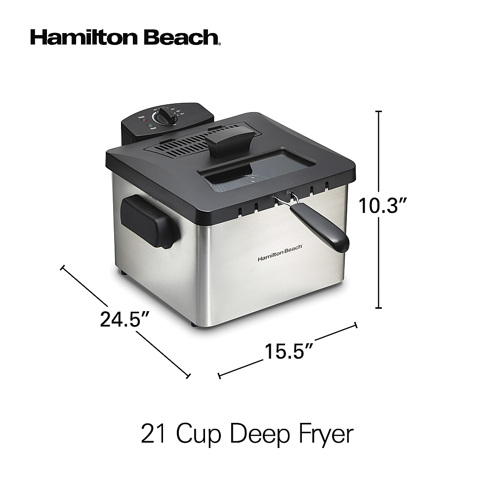 Hamilton Beach 35042 Professional Grade Electric Deep Fryer, XL Frying Basket, Lid with View Window, 1800 Watts, 21 Cups / 5 Liters Oil Capacity