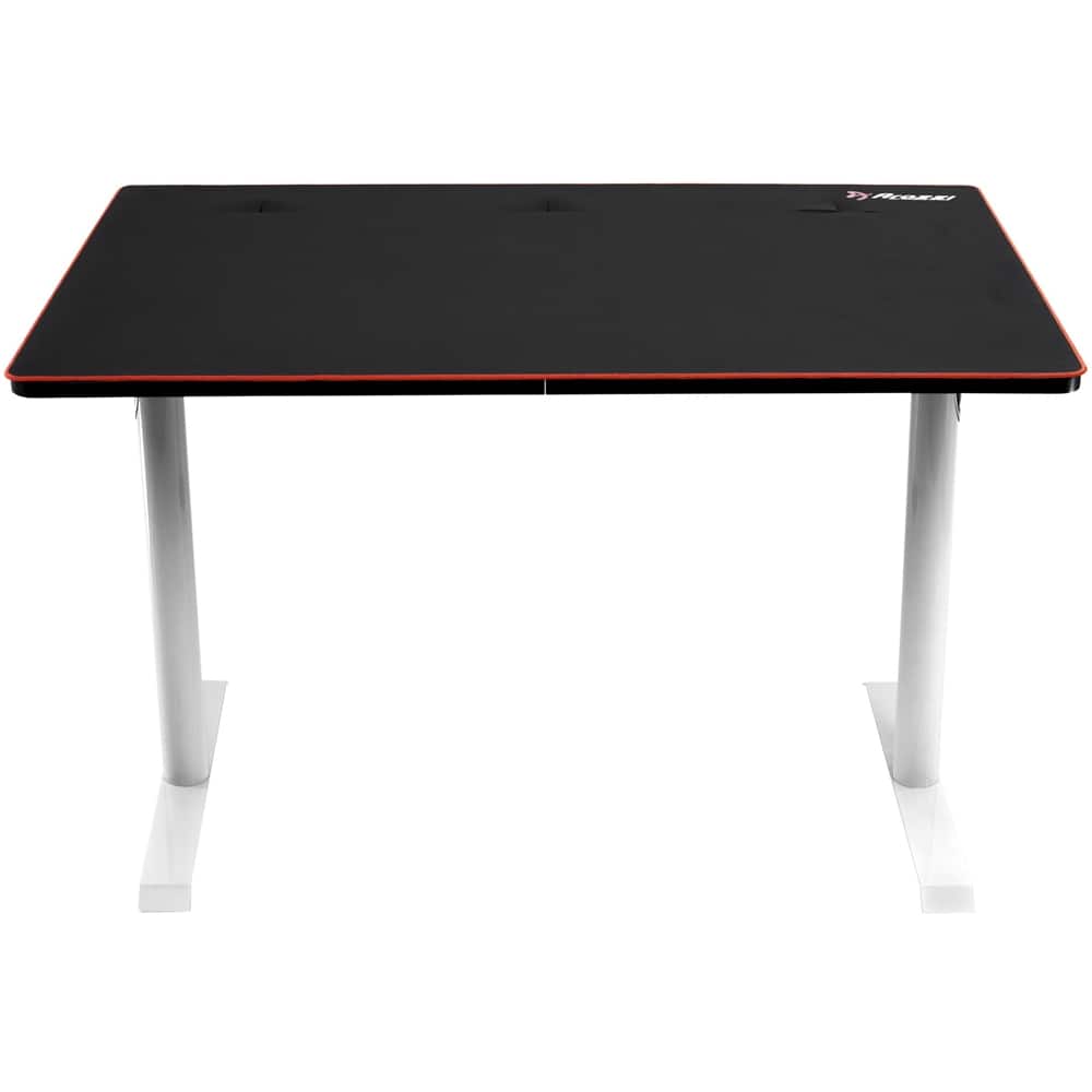 Front. Arozzi - Arena Leggero Gaming Desk - White with Black/Red Accents.
