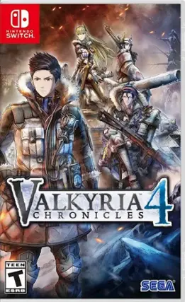 The largest text reads "VALKYRIA 4 CHRONICLES" on the game cover. - T (Teen 13+)