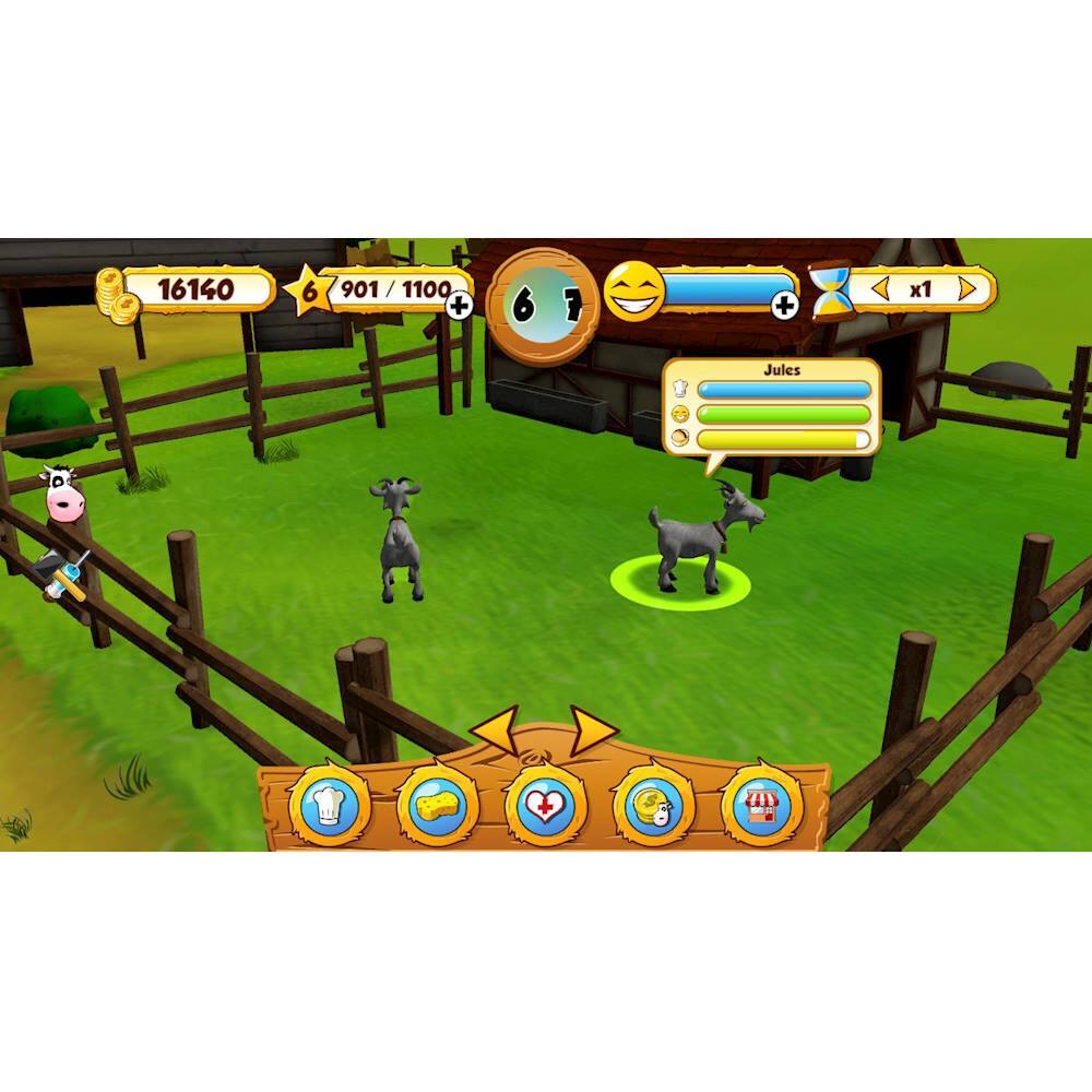 The image shows a farm scene with a fence and a barn. There are three sheep in the scene, with one sheep standing next to the fence and the other two sheep standing behind the fence. The sheep are positioned in a way that they appear to be looking at the camera. The image also features a game screen with a cow and a sheep, and a score of 16140.